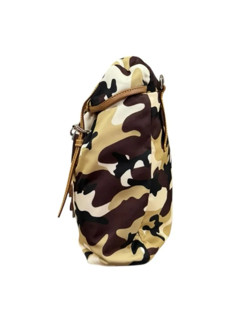 Prada Camouflage Pattern Shoulder Bag Nylon Brown